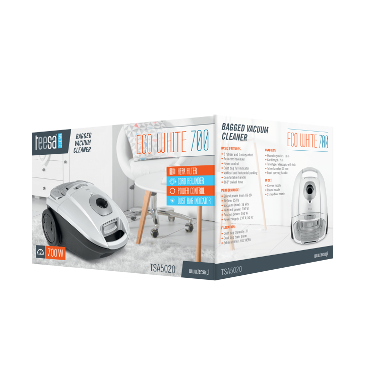 Odkurzacz workowy ECO WHITE 700 Odkurzacz workowy ECO WHITE 700