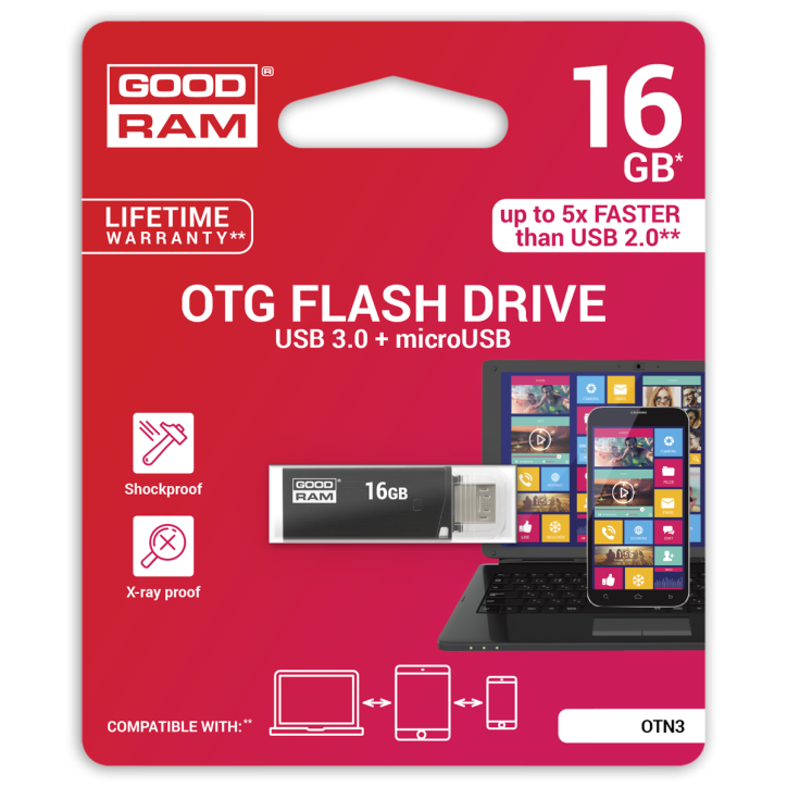 Pendrive Goodram USB 3.0 + microUSB 16GB OTG czarny