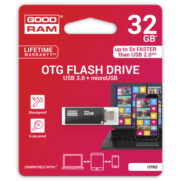 Pendrive Goodram USB 3.0 + microUSB 32GB OTG czarny Pendrive Goodram USB 3.0 + microUSB 32GB OTG czarny