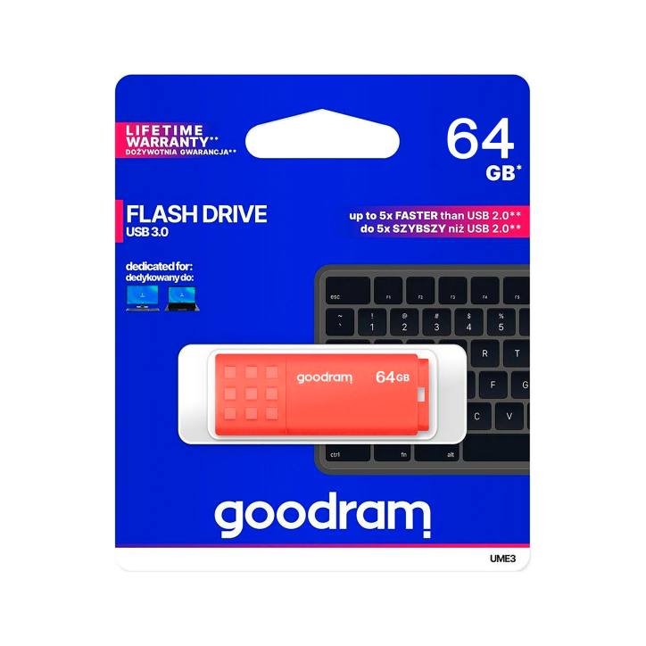 Pendrive Goodram USB 3.2 64GB pomarańczowy Pendrive Goodram USB 3.2 64GB pomarańczowy