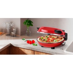 Piec do pizzy TEESA SUPREME + , 1200 W, 32 cm , okienko , wyjmowany kamień, sterowanie dwiema grzałkami
