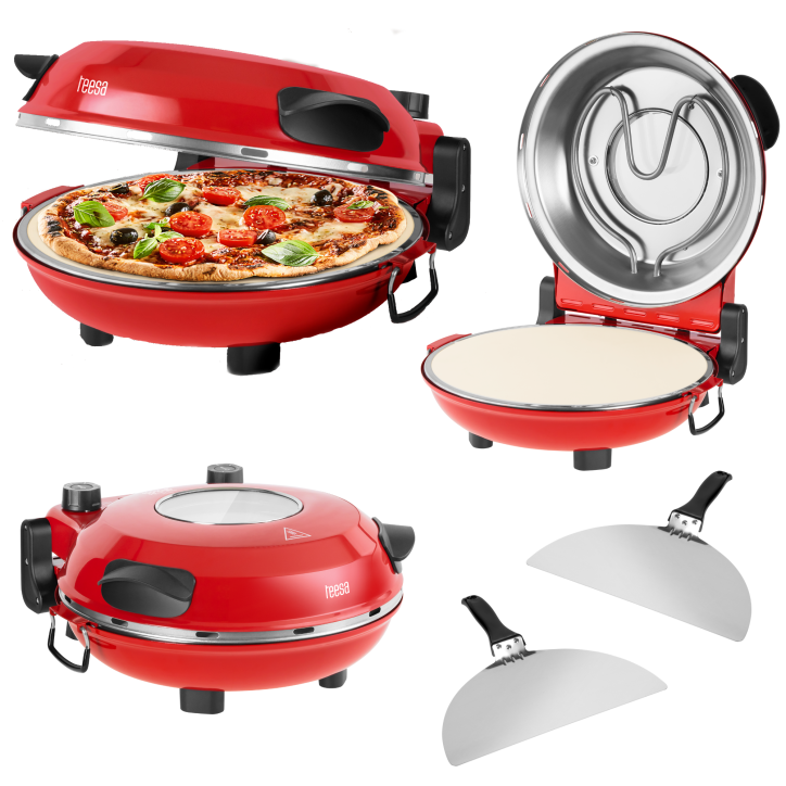 Piec do pizzy TEESA SUPREME + , 1200 W, 32 cm , okienko , wyjmowany kamień, sterowanie dwiema grzałkami Piec do pizzy TEESA SUPREME + , 1200 W, 32 cm , okienko , wyjmowany kamień, sterowanie dwiema grzałkami