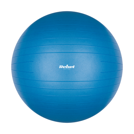Piłka gimnastyczna rehabilitacyjna 65cm z pompką ręczną, kolor niebieski , REBEL ACTIVE