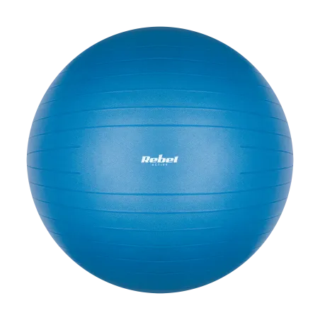 Piłka gimnastyczna rehabilitacyjna 65cm z pompką ręczną, kolor niebieski , REBEL ACTIVE