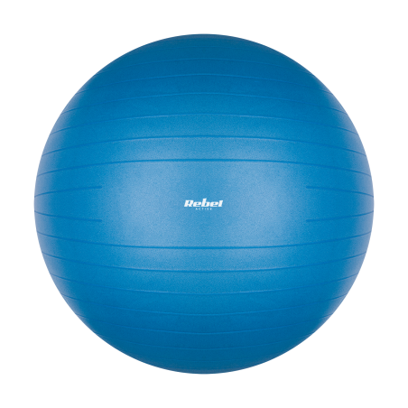 Piłka gimnastyczna rehabilitacyjna 75cm z pompką ręczną, kolor niebieski , REBEL ACTIVE