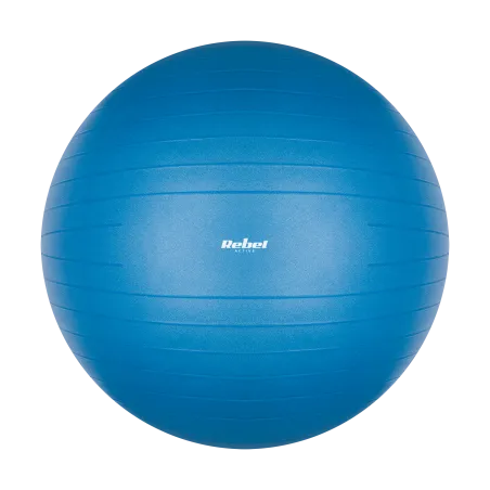Piłka gimnastyczna rehabilitacyjna 75cm z pompką ręczną, kolor niebieski , REBEL ACTIVE
