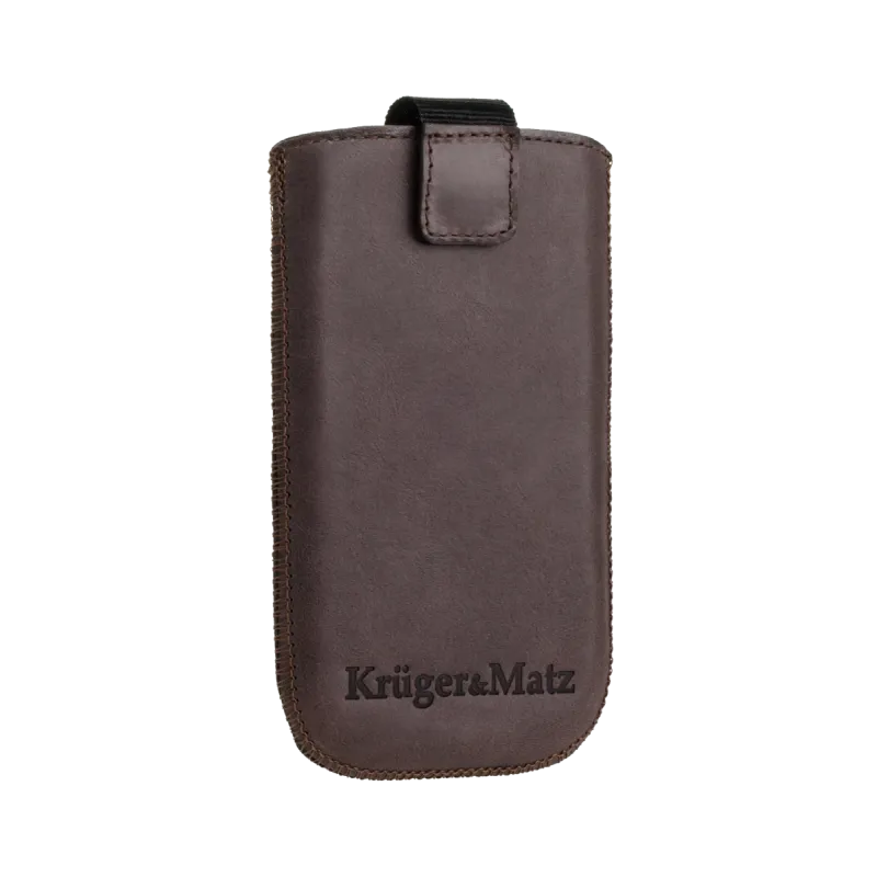 Pokrowiec skórzany Kruger&Matz przeznaczony do telefonów o przekątnej 4" brązowy