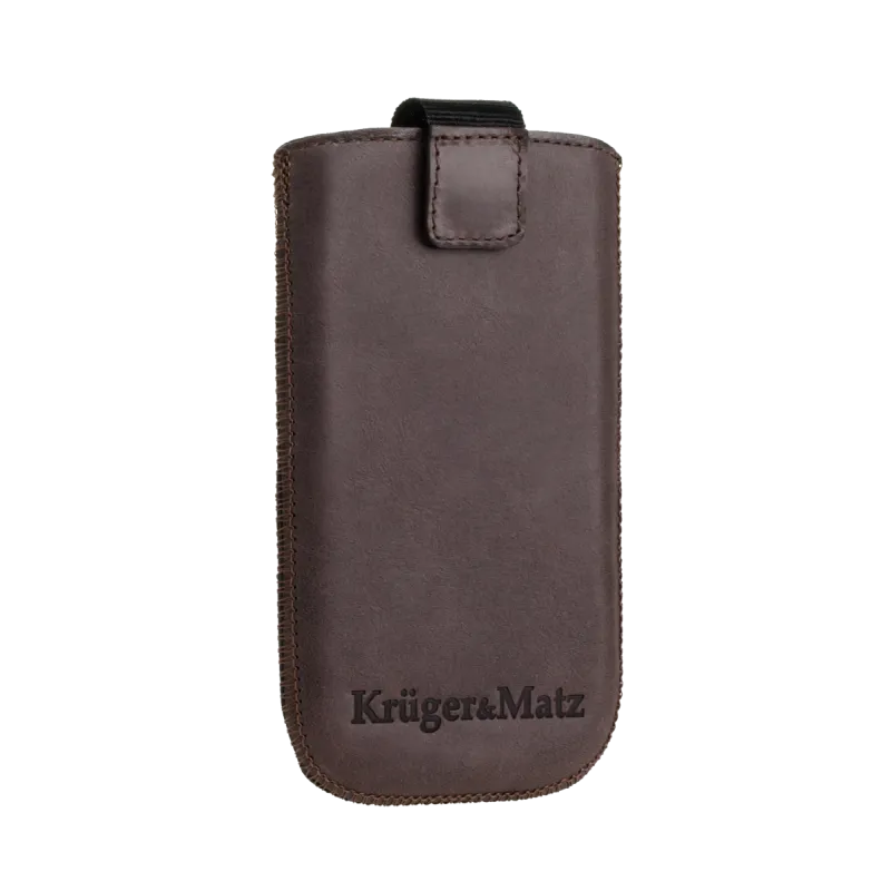 Pokrowiec skórzany Kruger&Matz przeznaczony do telefonów o przekątnej 4,3" brązowy