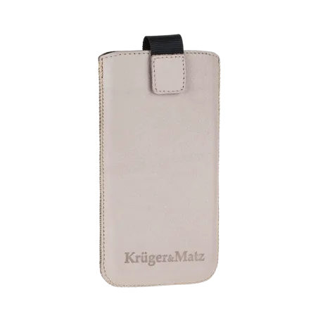 Pokrowiec skórzany Kruger&Matz przeznaczony do telefonów o przekątnej 4,5" beżowy