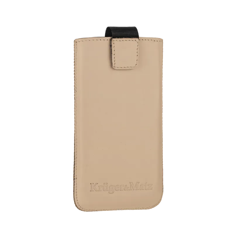 Pokrowiec skórzany Kruger&Matz przeznaczony do telefonów o przekątnej 4,5" beżowy