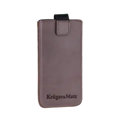 Pokrowiec skórzany Kruger&Matz przeznaczony do telefonów o przekątnej 4,5" brązowy