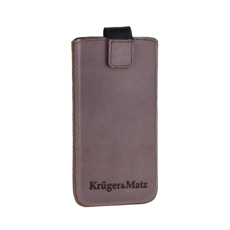 Pokrowiec skórzany Kruger&Matz przeznaczony do telefonów o przekątnej 4,5" brązowy