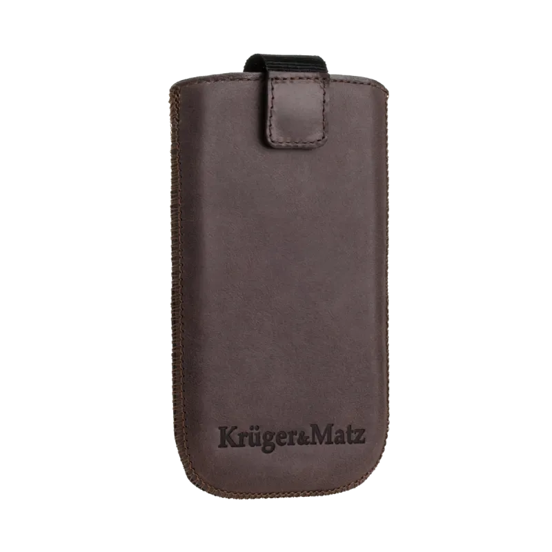 Pokrowiec skórzany Kruger&Matz przeznaczony do telefonów o przekątnej 4,5" brązowy