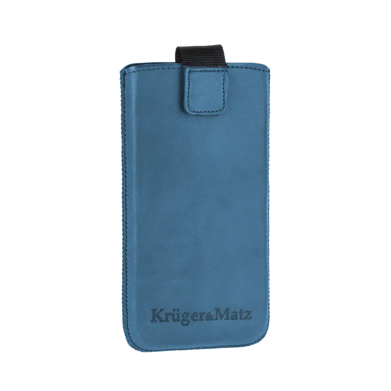 Pokrowiec skórzany Kruger&Matz przeznaczony do telefonów o przekątnej 4,5" niebieski