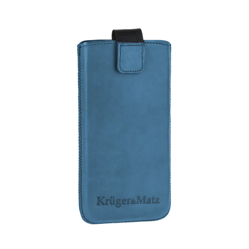 Pokrowiec skórzany Kruger&Matz przeznaczony do telefonów o przekątnej 4,5" niebieski