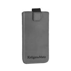 Pokrowiec skórzany Kruger&Matz przeznaczony do telefonów o przekątnej 4,5" szary