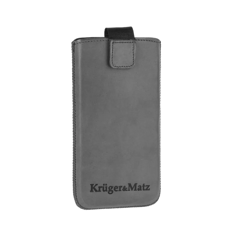 Pokrowiec skórzany Kruger&Matz przeznaczony do telefonów o przekątnej 4,5" szary