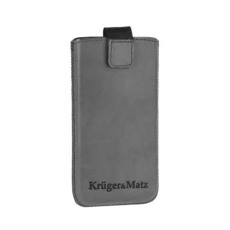 Pokrowiec skórzany Kruger&Matz przeznaczony do telefonów o przekątnej 4,5" szary