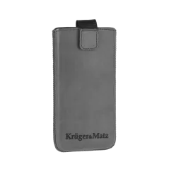 Pokrowiec skórzany Kruger&Matz przeznaczony do telefonów o przekątnej 4,5" szary