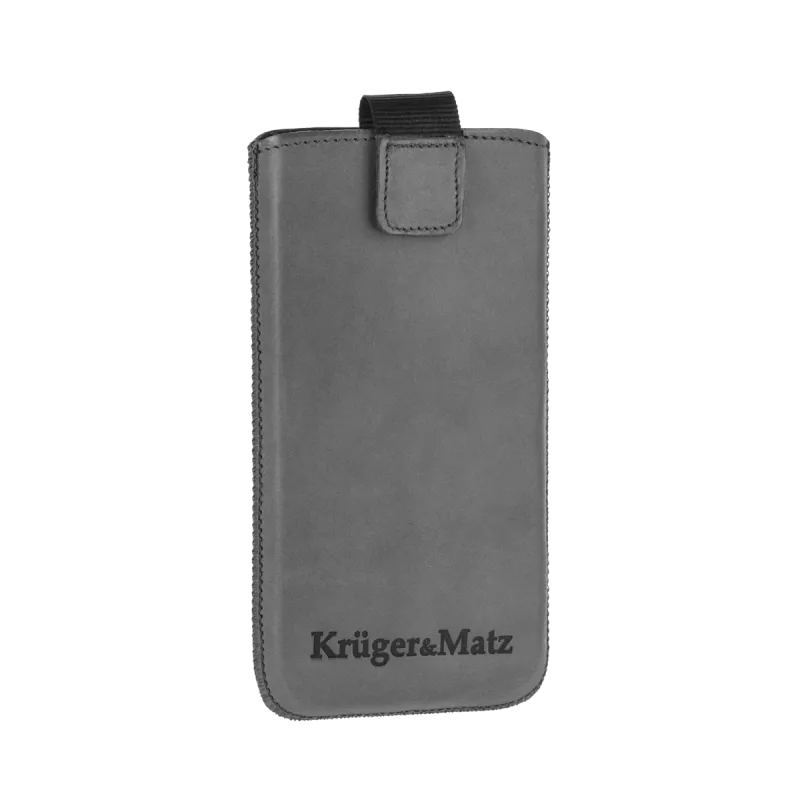 Pokrowiec skórzany Kruger&Matz przeznaczony do telefonów o przekątnej 4,5" szary Pokrowiec skórzany Kruger&Matz przeznaczony do telefonów o przekątnej 4,5" szary