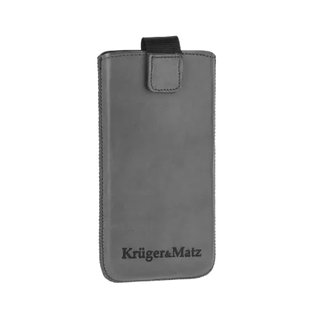 Pokrowiec skórzany Kruger&Matz przeznaczony do telefonów o przekątnej 4,5" szary