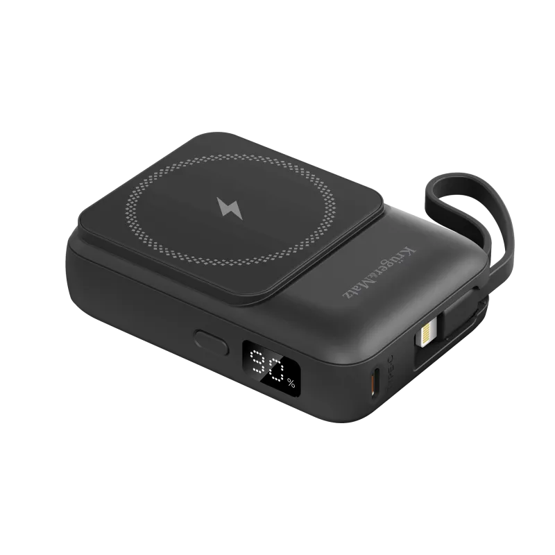 POWER BANK indukcyjny Kruger&Matz 10000 mAh Mag Safe z kablem czarny POWER BANK indukcyjny Kruger&Matz 10000 mAh Mag Safe z kablem czarny