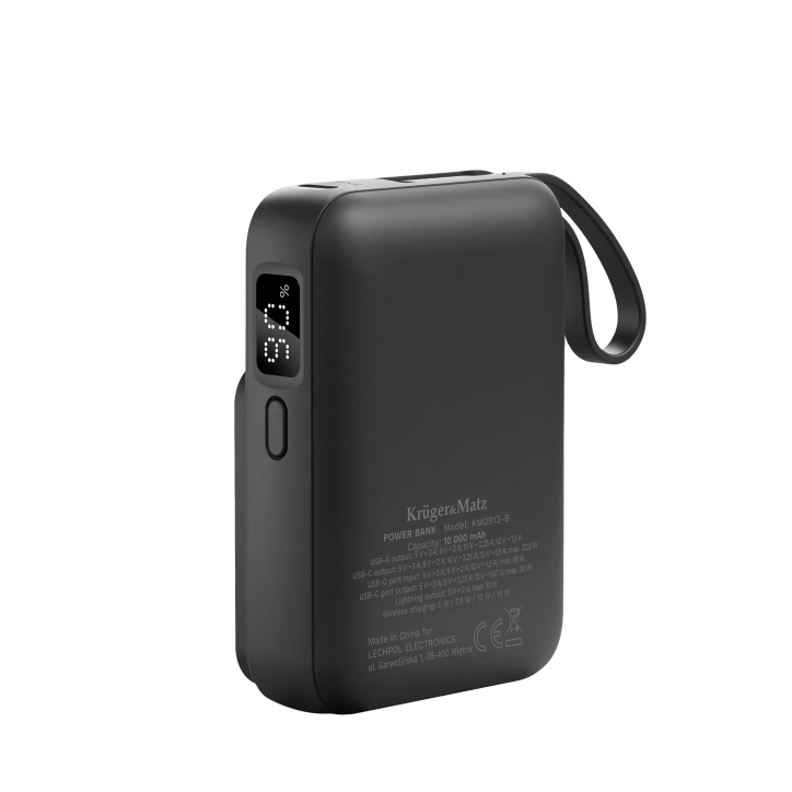 POWER BANK indukcyjny Kruger&Matz 10000 mAh Mag Safe z kablem czarny POWER BANK indukcyjny Kruger&Matz 10000 mAh Mag Safe z kablem czarny