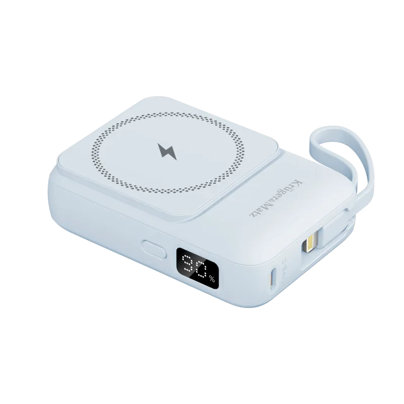 POWERBANK indukcyjny Kruger&Matz 10000 mAh Mag Safe z kablem niebieski POWERBANK indukcyjny Kruger&Matz 10000 mAh Mag Safe z kablem niebieski