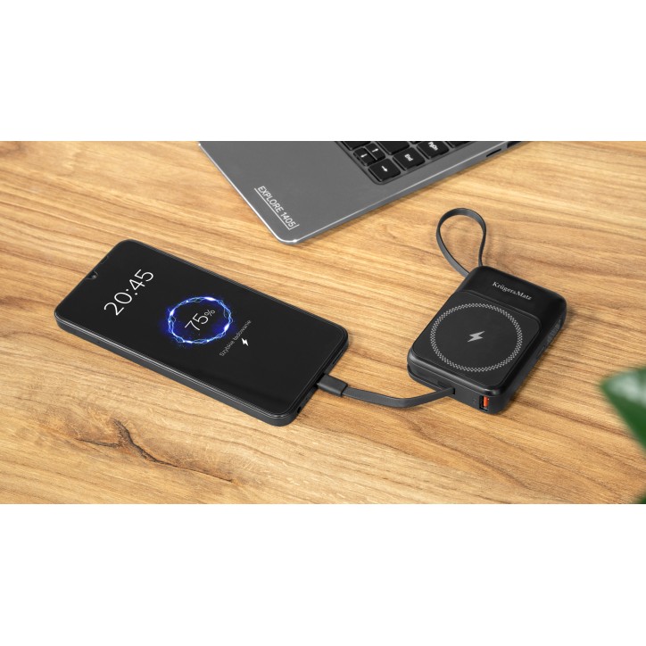POWER BANK indukcyjny Kruger&Matz 10000 mAh Mag Safe z kablem niebieski POWER BANK indukcyjny Kruger&Matz 10000 mAh Mag Safe z kablem niebieski