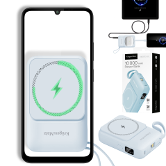 POWER BANK indukcyjny Kruger&amp;Matz 10000 mAh Mag Safe niebieski – szybko ładuj!