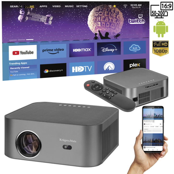 Projektor LED Android Kruger&Matz V-LED100 Projektor LED Android Kruger&Matz V-LED100