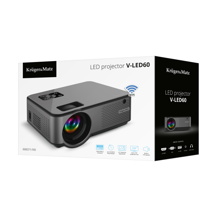 Projektor LED z Wi-Fi FullHD Kruger&Matz V-LED60 Projektor LED z Wi-Fi FullHD Kruger&Matz V-LED60