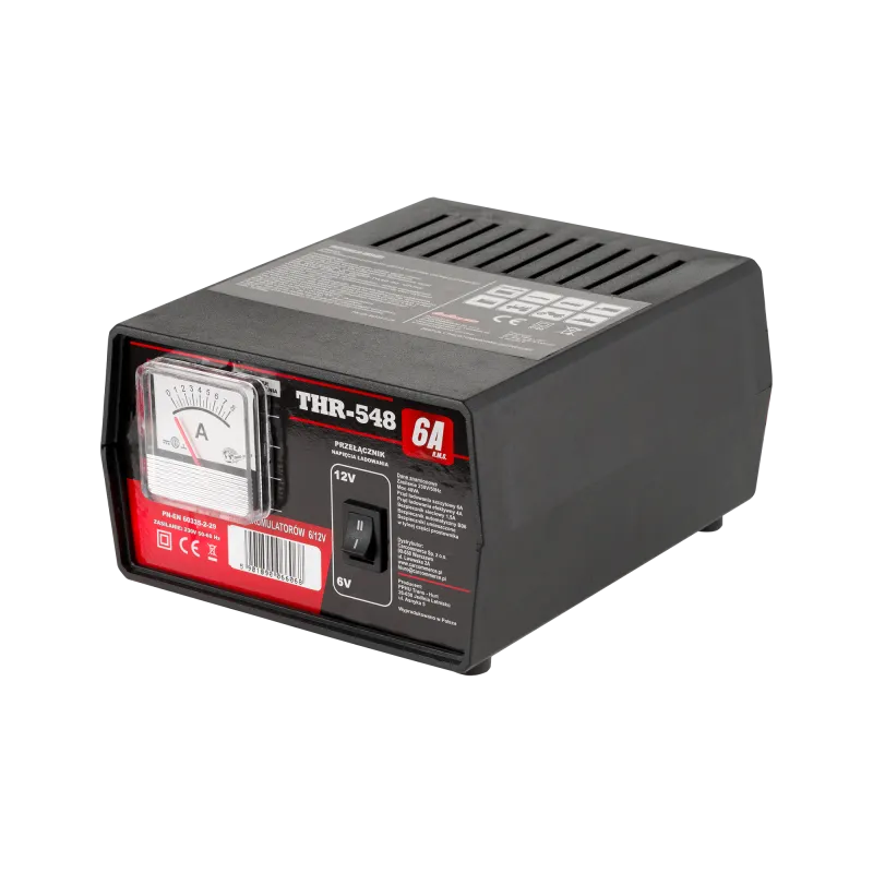 Prostownik THR 548 12V/6V 6A z amperomierzem Prostownik THR 548 12V/6V 6A z amperomierzem