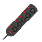 Przedłużacz 3x1mm 5 gniazd + 6 wyłączników 1,5m czarny EPS-501,5W6-2 Przedłużacz 3x1mm 5 gniazd + 6 wyłączników 1,5m czarny EPS-501,5W6-2
