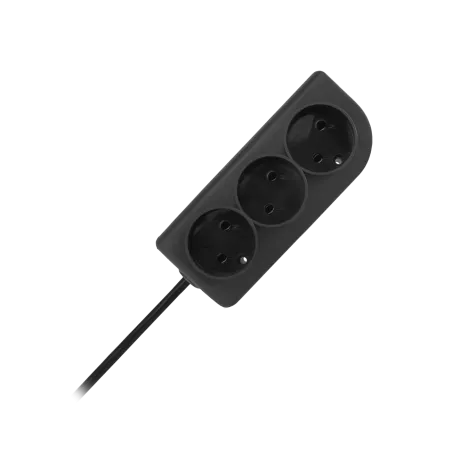 Przedłużacz bez uziemienia 2x1mm 3 gniazda 1,5m czarny PSN-31,5-2