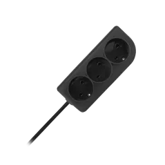 Przedłużacz bez uziemienia 2x1mm 3 gniazda 3m czarny PSN-33-2