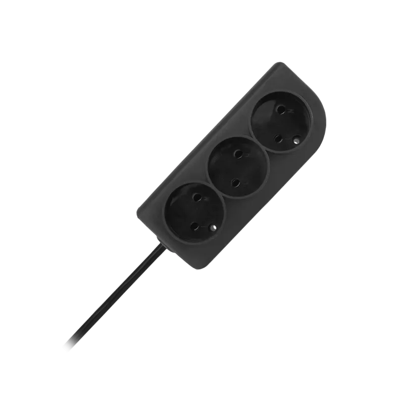 Przedłużacz bez uziemienia 2x1mm 3 gniazda 5m czarny PSN-35-2 Przedłużacz bez uziemienia 2x1mm 3 gniazda 5m czarny PSN-35-2