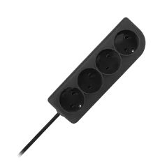 Przedłużacz bez uziemienia 2x1mm 4 gniazda 3m czarny PSN-43-2
