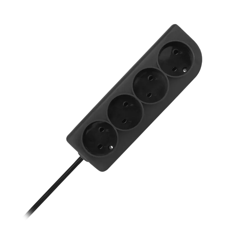 Przedłużacz bez uziemienia 2x1mm 4 gniazda 5m czarny PSN-45-2