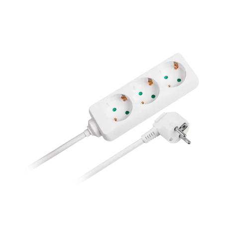 Przedłużacz biały Rebel 3 gniazda typu niemieckiego, kabel 3m (1,5mm)
