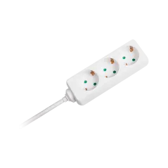 Przedłużacz biały KEMOT 3 gniazda typu niemieckiego, kabel 3m (1,5mm)