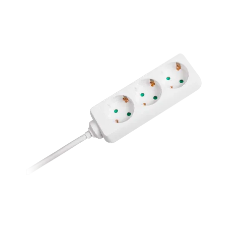 Przedłużacz biały KEMOT 3 gniazda typu niemieckiego, kabel 3m (1,5mm)