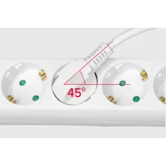 Przedłużacz biały KEMOT 3 gniazda typu niemieckiego, kabel 3m (1,5mm)