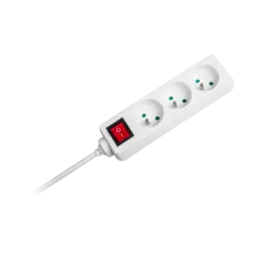 Przedłużacz biały Rebel 3 gniazda , kabel 3m (3x1,5mm) z przełącznikiem