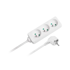 Przedłużacz biały Rebel 3 gniazda, kabel 3m (3x1,5mm), bez przełącznika