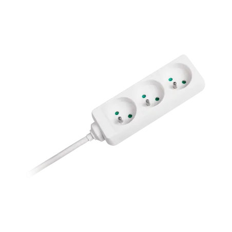Przedłużacz biały Rebel 3 gniazda, kabel 3m (3x1,5mm), bez przełącznika
