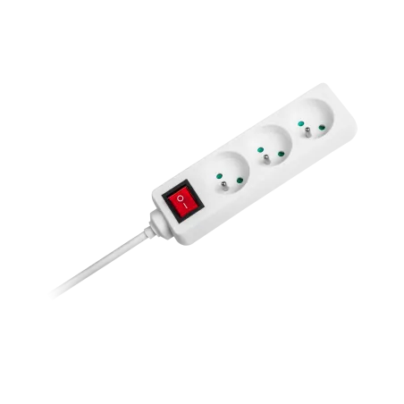 Przedłużacz biały Rebel z przełącznikiem 3 gniazda - 5m (1,5mm)