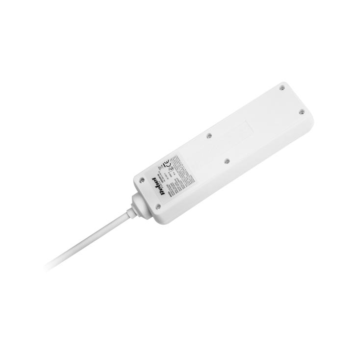 Przedłużacz biały Rebel z przełącznikiem 3 gniazda - 5m (1,5mm) Przedłużacz biały Rebel z przełącznikiem 3 gniazda - 5m (1,5mm)