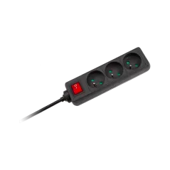 Przedłużacz czarny Rebel z przełacznikiem 3 gniazda - 3m (1,5mm)