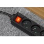 Przedłużacz czarny Rebel z przełacznikiem 3 gniazda - 3m (1,5mm) Przedłużacz czarny Rebel z przełacznikiem 3 gniazda - 3m (1,5mm)